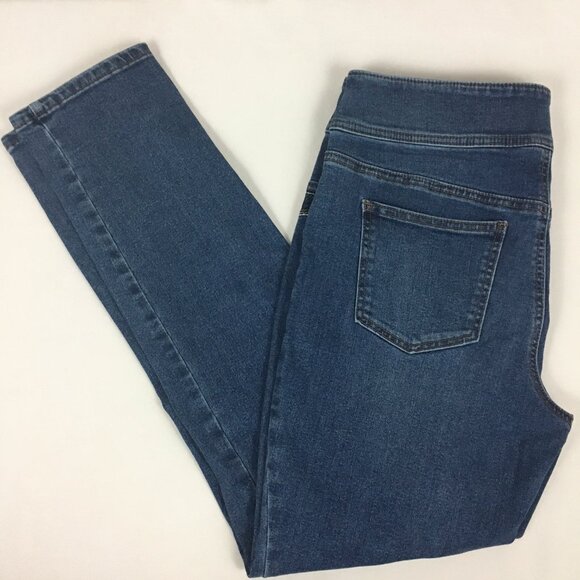 Chico's Pull-On Jeans Rhinestones Embellished Medium Wash Size 1 - Picture 3 of 12